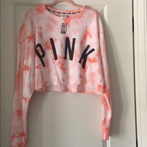 NWT PINK tie dye cropped sweatshirt